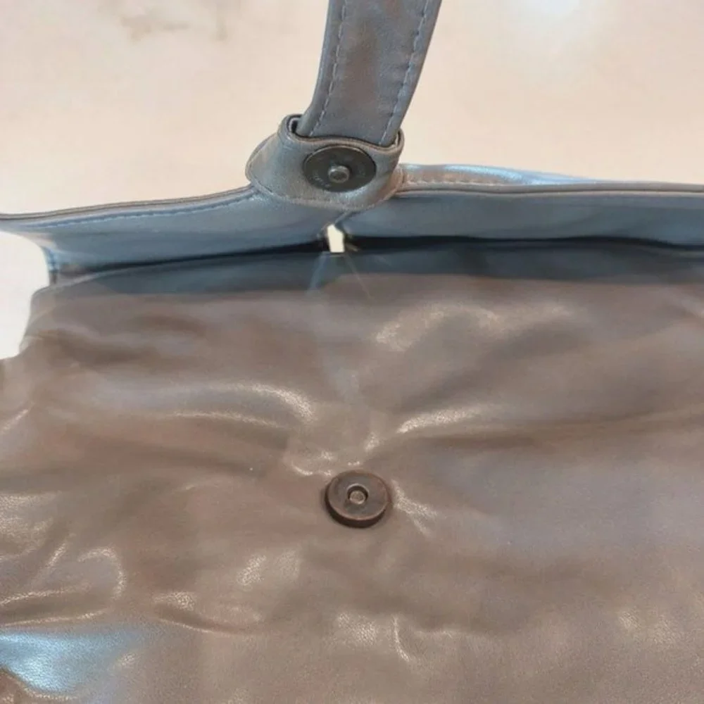 Vintage EVAN PICONE Gray Clutch HANDBAG PURSE Genuine Leather‎ 12